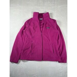 Columbia Benton Springs Fleece Jacket Womens Large Pink Full Zip Outdoor Hiking